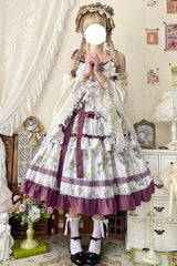 [Blueberry Early Summer] Sleeveless Triple-Layered Print Ruffle Bowknot Lace Sweet Lolita Jsk Dress 2 Colors - Product - 5