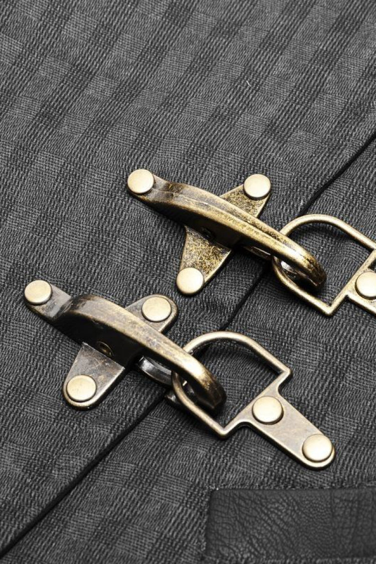 Black V Collar Sleeveless Metal Buckle Mens Steampunk Crossover Formal Vest - Product - 8