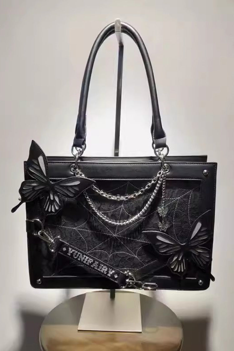 Maze Butterfly Gothic Lolita Shoulder Itabag 14 Colors - Black/Silver - 2