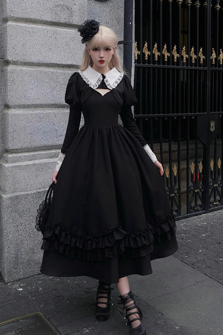 Black Symphony of the Night Solid Color Jacquard Gothic Lolita Jsk Dress - Product - 2