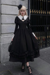 Black Symphony of the Night Solid Color Jacquard Gothic Lolita Jsk Dress - Product - 2