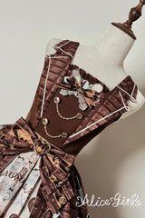 Brown [Teddy Bear Chocolate] Sleeveless Print Ruffle Bowknot Sweet Lolita Jsk Dress - Product - 13