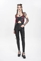 Black Lace-Up Eyelet Straps Women's Punk Pants - Product - 8