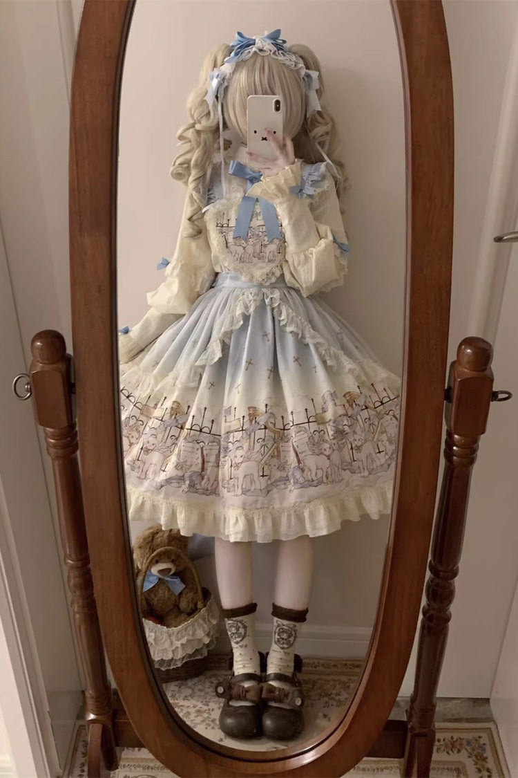 [Angel Lamb] Printed Ruffled Bow Sweet Lolita Skirt 3 Colors - Product - 9