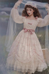 Ivory Time Letter Multi-layer Print Ruffle Bowknot Daily Sweet Elegant Lolita Dress - Product - 11