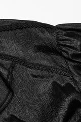 Black Stand Collar Jacquard Ruffle Men's Gothic Blouse - Product - 8