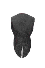 Black Dark Jacquard Chest Plate Buttons Back Lace Up Men's Gothic Waistcoat - Product - 9