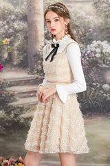 Beige Elegant Lace Embroidered High Waisted Sweet Lolita JSK Dress - Product - 3