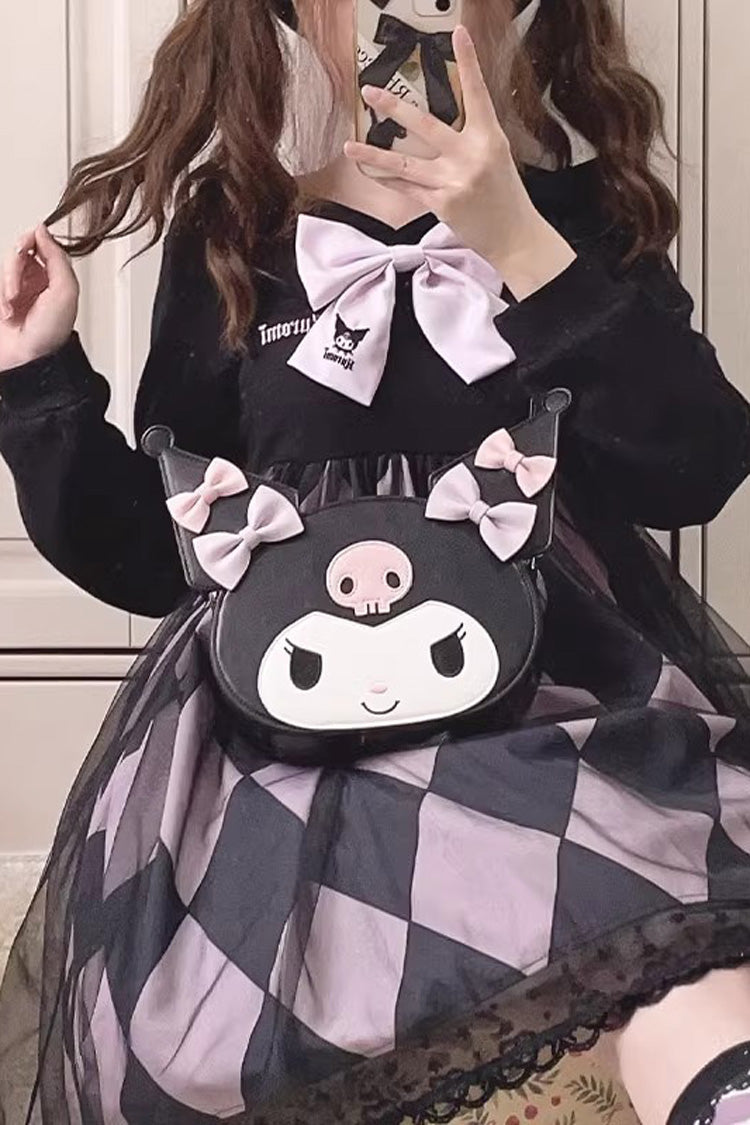 White/Black/Pink Kulomi Print Bowknot Sweet Lolita Crossbody Bag - Product - 4
