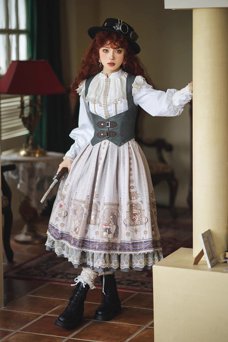 Demon Hunting Notes Print Ruffle Sweet Elegant Lolita Skirt 2 Colors - Product - 12
