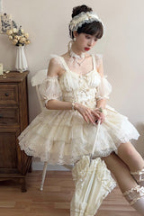 Ivory [Tidal] Triple-Layered Ruffle Bowknot Sweet Lolita Skirt 2 Versions - Product - 20