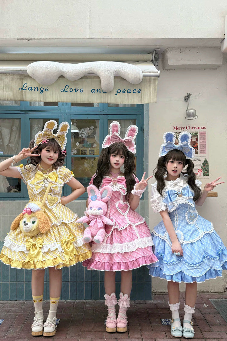 Pink [Candy Cream Puff Strawberry Cake] Multi-Layered Printed Ruffled Bow Plus Size Sweet Princess Lolita Dress 2 Versions - Product - 5