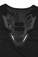 Black Sleeveless Plunging Stitching Mesh Women's Punk Vest - Product - 5