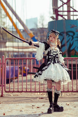 White/Black Short Sleeves Cardigan Bowknot Doll Sweet Lolita Dress - Product - 8