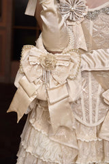 Champagne Satin Gilded 3D Bow Pearl-Decorated Sweet Lolita Handbag - Product - 2