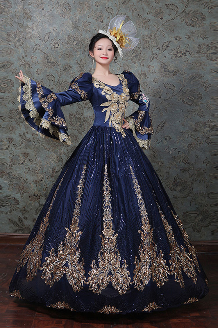 Hime Sleeves High Waisted Three Dimensional Hollow Embroidery Floral Print Ruffled Multi-Layer Victorian Lolita Prom Dress - Product - 2