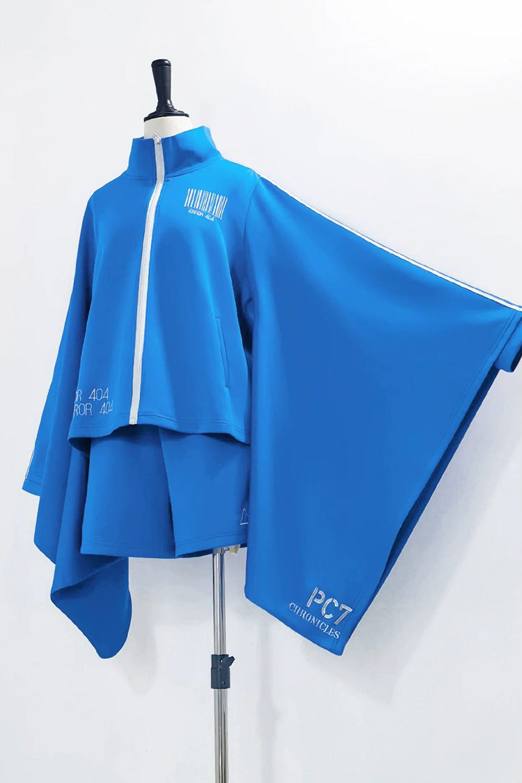 Blue [Network Error] Stand Collar Long Trumpet Sleeves Ouji Gothic Functional Style Japanese Prince Lolita Coat Shorts Set - Coat(Only) - 11