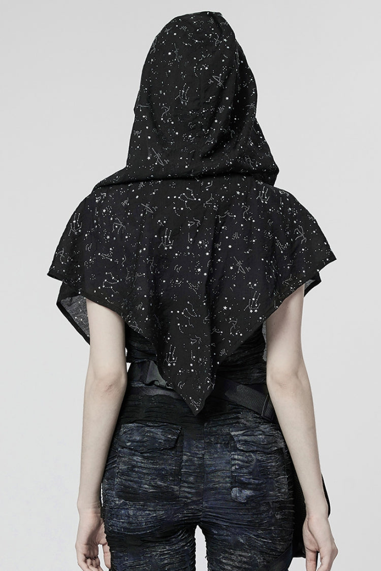 Star Print Hollow Hooded Women's Gothic Scarf 2 Colors - Product - 11