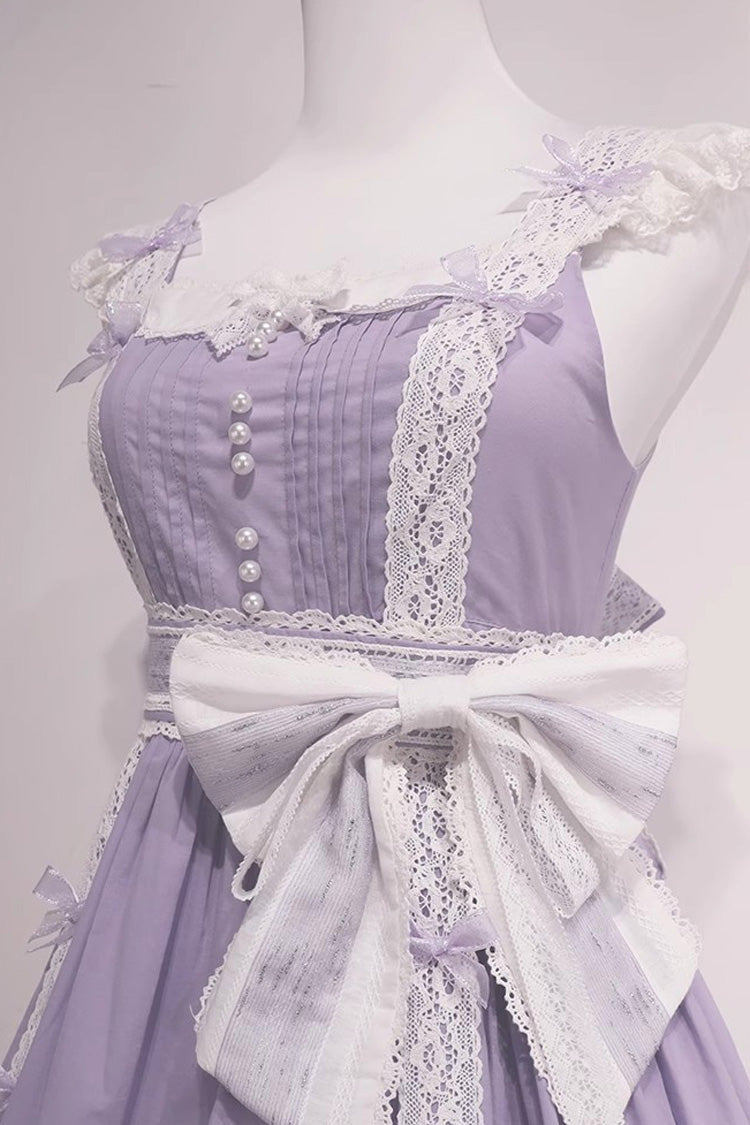 Purple Print Ruffle Embroidery Bowknot Classic Vintage Lolita Dress - Product - 6