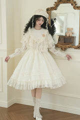 Ivory [Flower Sound] Long Sleeves Ruffle Cardigan Bowknot Lace Sweet Lolita Dress - Product - 11
