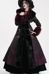 Black/Red Cross Long Sleeves Lace Women's Gothic Long Coat - Black/Red - 1