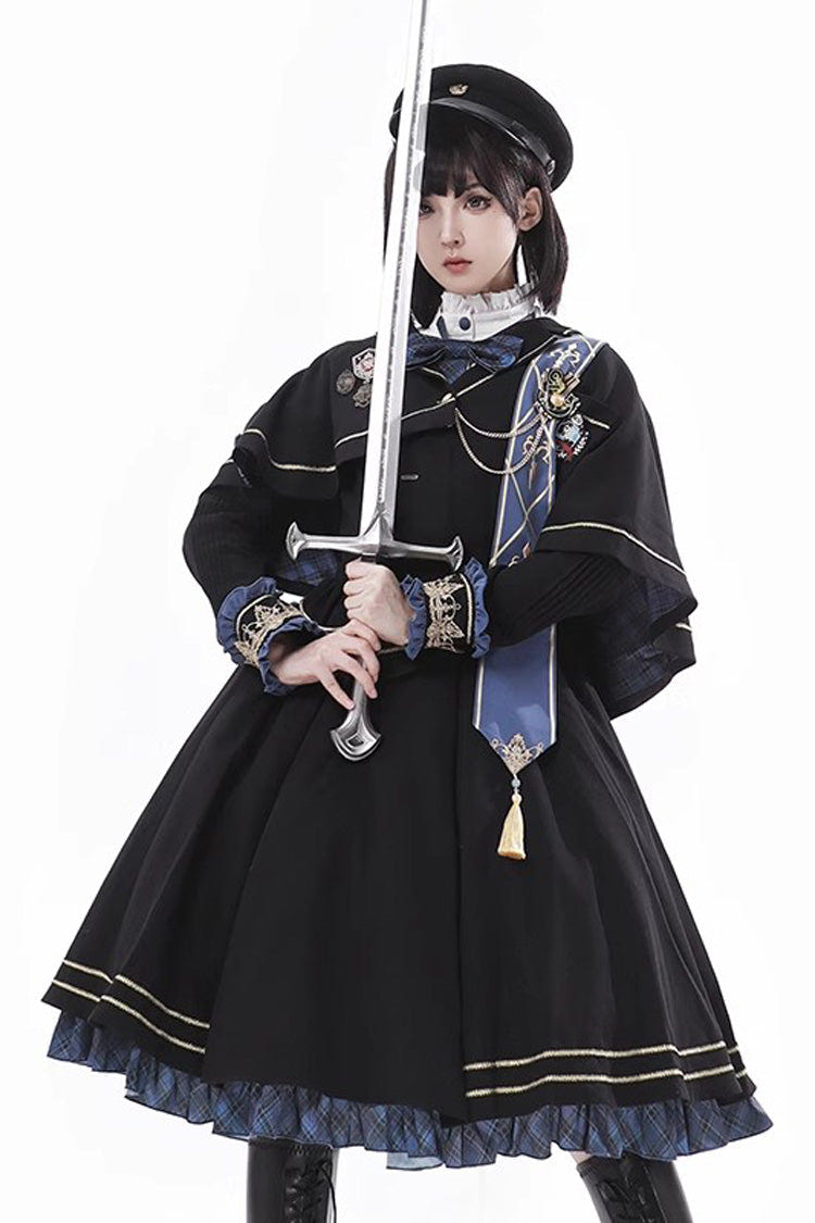 ブラック [Breaking Dawn] スタンドカラー 長袖 フリル ゴシック カレッジスタイル エレガント ロリータワンピース 商品画像