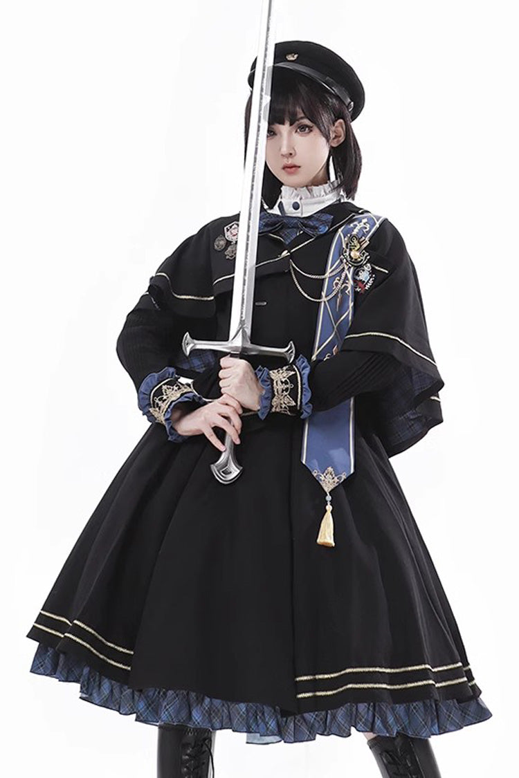 Black [Breaking Dawn] Stand Collar Long Sleeves Ruffle Gothic College Style Elegant Lolita Dress - Product - 4