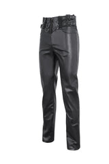 Black High Waisted Embroidery Men's Gothic Pants - Product - 2