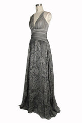 Punk Wedding Embroidery Smoky Pattern Sexy  Silk Chiffon Halter Womens Dress - Product - 6