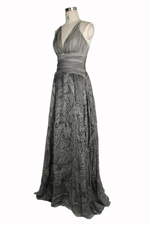Punk Wedding Embroidery Smoky Pattern Sexy  Silk Chiffon Halter Womens Dress - Product - 6