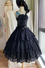 Black [Forest Waltz] Embroidery Sweet Elegant Lolita Suspender Top - Black - 1