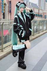 Black/Blue [Cyber Phantom] Hatsune Miku Long Sleeves Print Jirai Kei Cool Coat - Product - 2