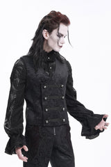 Black Sleeveless Floral Print Buckle-up Men's Gothic Vest - Product - 2
