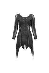 Black Forest Witch Short Irregular Ripped Mesh Women's Gothic Dress - Product - 6