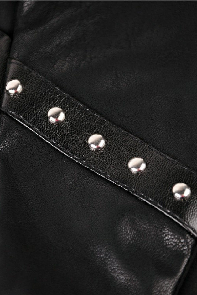 Black Chiffon Sleeveless Cut-Out Chest Irregular Hem Lace-Up Buckled Women's Punk Jacket - Product - 13