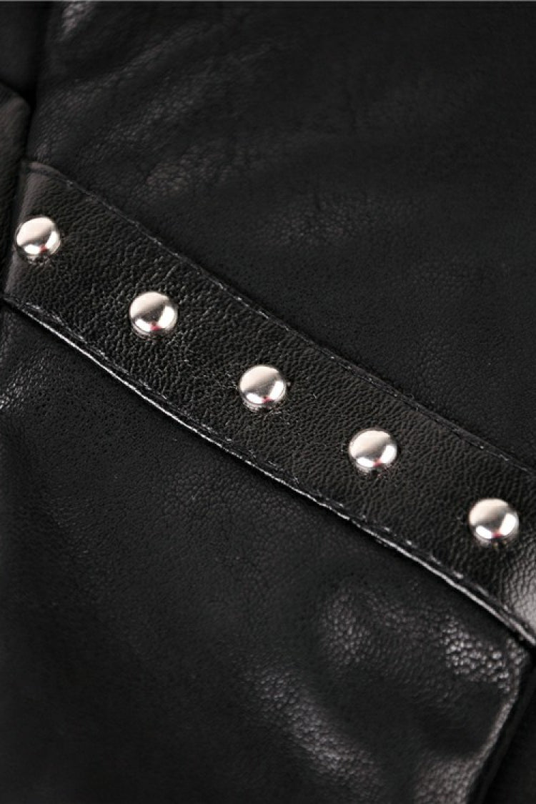 Black Chiffon Sleeveless Cut-Out Chest Irregular Hem Lace-Up Buckled Women's Punk Jacket - Product - 13