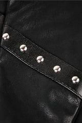 Black Chiffon Sleeveless Cut-Out Chest Irregular Hem Lace-Up Buckled Women's Punk Jacket - Product - 13