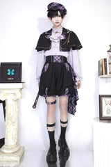 Queen Chess Game Ouji Fashion Military Cool Lolita Set 2 Colors - Black/Purple - 8