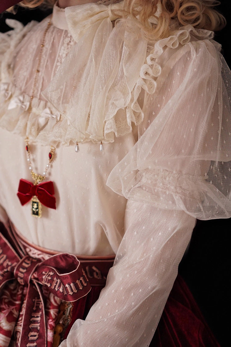 Ivory [Kaleidoscope of Dreams] Stand Collar Long Sleeves Ruffle Sweet Lolita Blouse - Product - 3