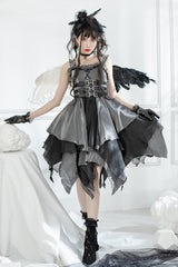 Silver/Grey [Seven Deadly Sins: Lust] Multi-Layered Irregular Gothic Lolita Jsk Dress - Product - 5