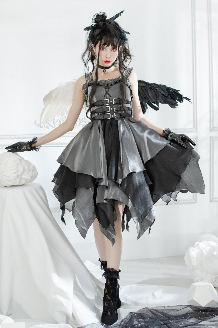 Silver/Grey [Seven Deadly Sins: Lust] Multi-Layered Irregular Gothic Lolita Jsk Dress - Product - 5