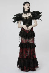 Black Sleeveless Lace Slim Sheer Womens Gothic Sling Vest - Product - 4