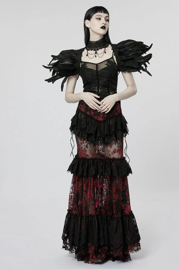 Black Sleeveless Lace Slim Sheer Womens Gothic Sling Vest - Product - 4