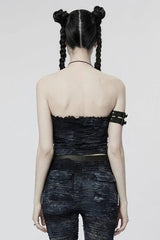 Sleeveless Ripped Womens Halterneck Gothic Corset 2 Colors - Product - 7