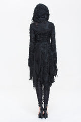 Black Ragged Horn Sleeves Womens Punk Long Coat - Product - 9