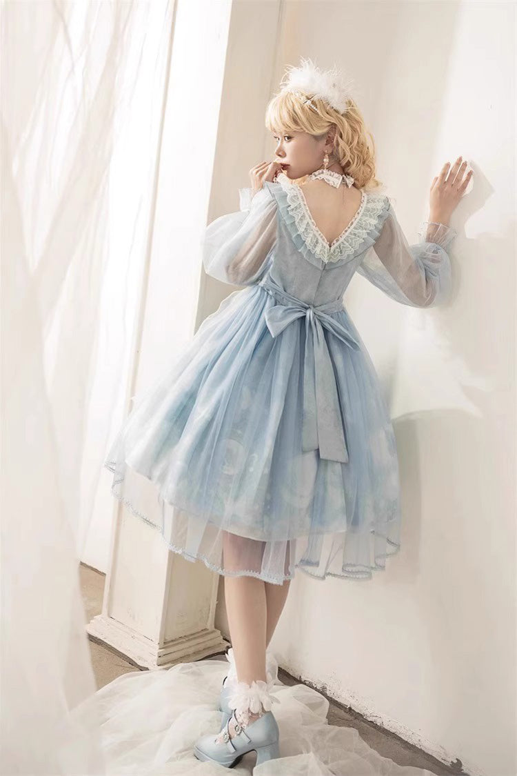 Planet Butterfly Print Bowknot Classic Gothic Lolita Dress 2 Colors - Product - 11