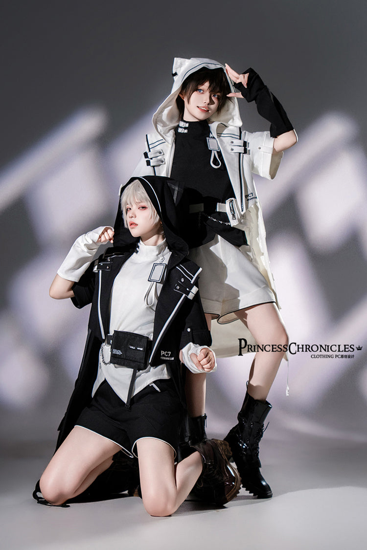 White Functional Style Stand Collar Short Sleeves Ouji Fashion Prince Handsome Lolita Blouse - Product - 13