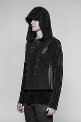 Black Sleeveless Faux Leather Detailed Men's Punk Vest - Product - 2