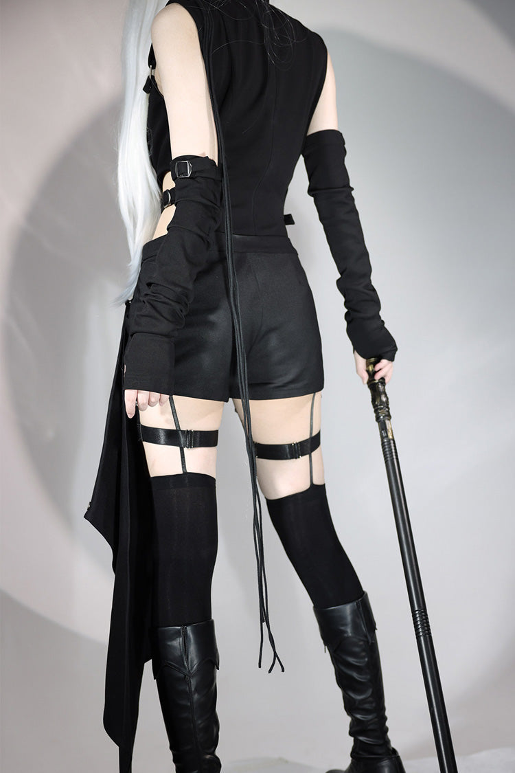Black [Masquerade Phantom Thief] Cut-Out Gothic Ouji Lolita Shorts Set - Product - 12