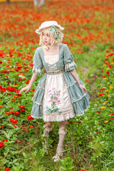 Tulip Print Embroidery Short Sleeves Multi-layer Sweet Elegant Lolita Jsk Dress 3 Colors - Product - 5